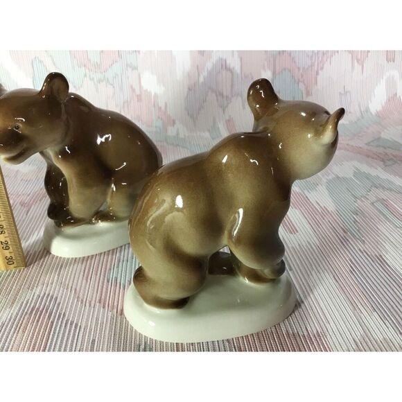 Vintage Lot Of 3 Ceramic/Porcelain Glazed Three Brown Bears Figurine Home Decor* - Picture 5 of 12